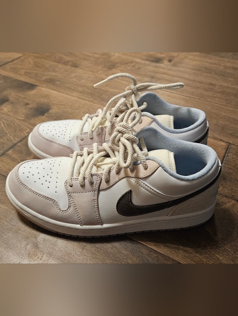 Nike Jordan Low-Top Sneakers in White, Pink, Light Blue And Brown, Size 10